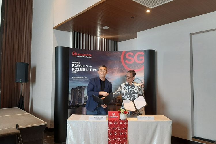 Penandatanganan Memoranda of Cooperation (MoC) STB dan GDP Venture, di Hotel Sutasoma, Jakarta, Kamis (13/4/2023)