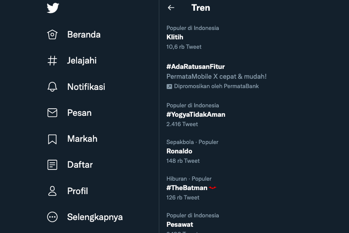 Klitih dan #YogyaTidakAman jadi trending topik di Twitter, Selasa (28/12/2021). 