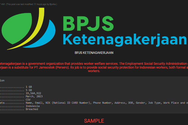 Ramai soal Bjorka Jual 19 Juta Data Diklaim Milik BPJS Ketenagakerjaan, Benarkah?