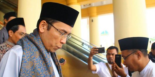 Tuan Guru Bajang (TGB), Gubernur NTB, seusai menyampaikan kajian di Masjid Hubbul Wathon Islamic Center Mataram, Jumat (6/7/2018).