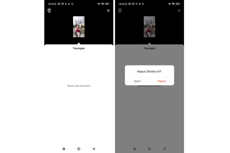 Ilustrasi cara hapus stories TikTok
