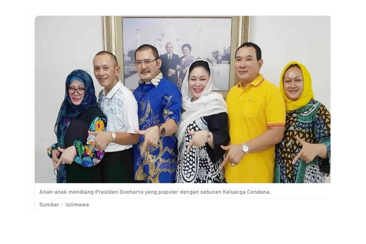 Tangkapan layar foto anak-anak Presiden Soeharto di Viva.co.id