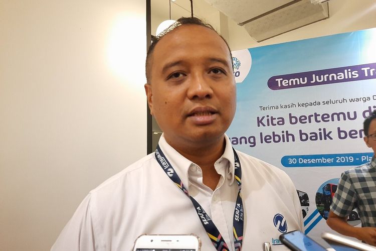 Direktur Utama PT Transportasi Jakarta Agung Wicaksono, seusai jumpa pers, di lantai 5, Plaza Indonesia, Jakarta Pusat, Senin (30/12/2019)