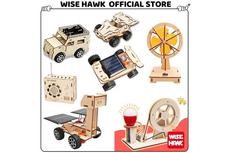 WISEHAWK DIY Generator Tangan Puzzle Kayu Mainan Edukasi Sains Eksperimen