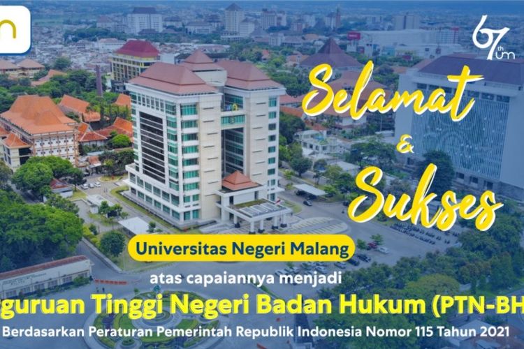 Universitas Negeri Malang (UM) resmi menyandang status Perguruan Tinggi Negeri Berbadan Hukum (PTN-BH).