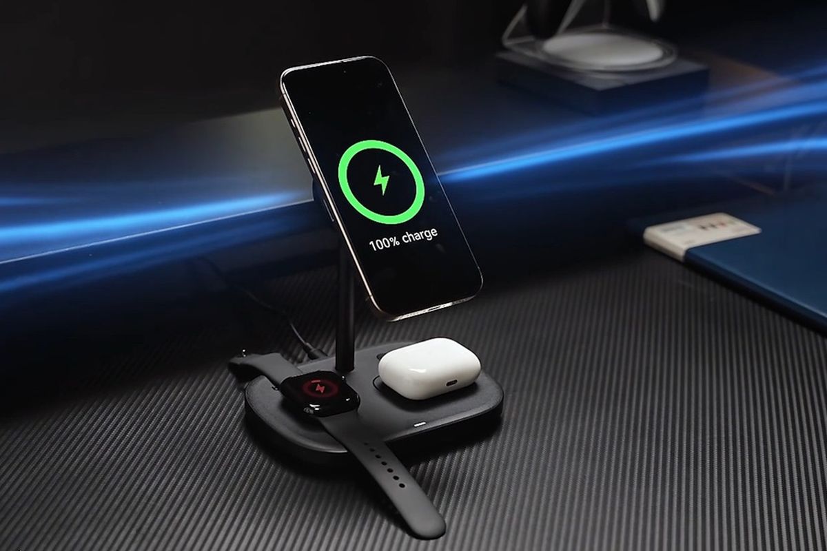 Baseus EnerFill FS41, wireless charger yang desainnya seperti stand HP dan bisa ngecas tiga gadget sekaligus