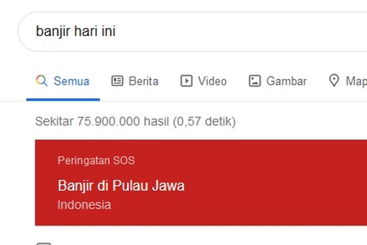 Google tandai banjir di Pulau Jawa sebagai kejadian darurat. 