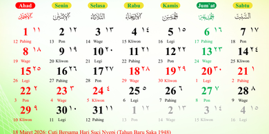 Kalender Maret 2026: Libur Panjang Nyepi dan Lebaran 7 Hari Berturut-turut