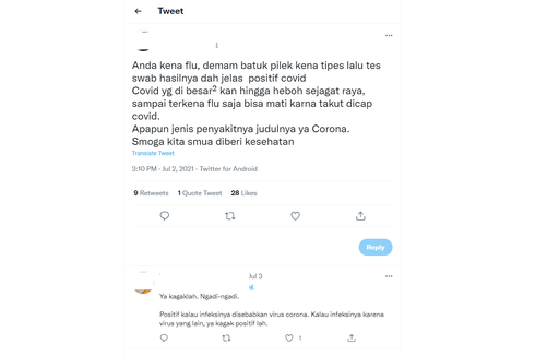 Tes Swab Saat Batuk dan Pilek, Apakah Hasilnya Pasti Akan Positif Covid-19?