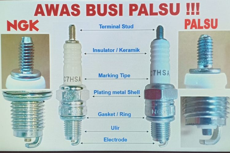 Perbedaan busi asli dan palsu