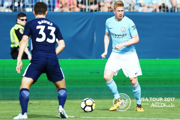 Kevin De Bruyne dkk menutup tur di Amerika Serikat dengan kemenangan telak atas Tottenham Hotspur di Nashville, Sabtu (29/7/2017).