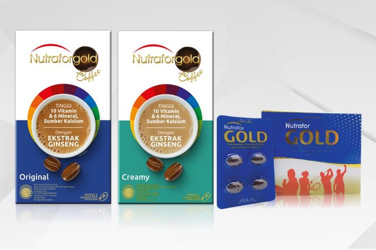 Nutrafor Gold Coffee merupakan multivitamin berbentuk kopi yang diformulasikan secara khusus dengan kandungan 10 vitamin, 6 mineral, asam folat, kalsium, omega 3, dan ginseng.  
