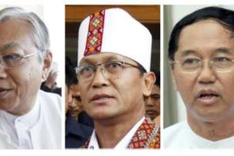 Inilah tiga kandidat presiden Myanmar (dari kiri ke kanan): Htin Kyaw, Henry Van Thio, dan Myint Swe.


