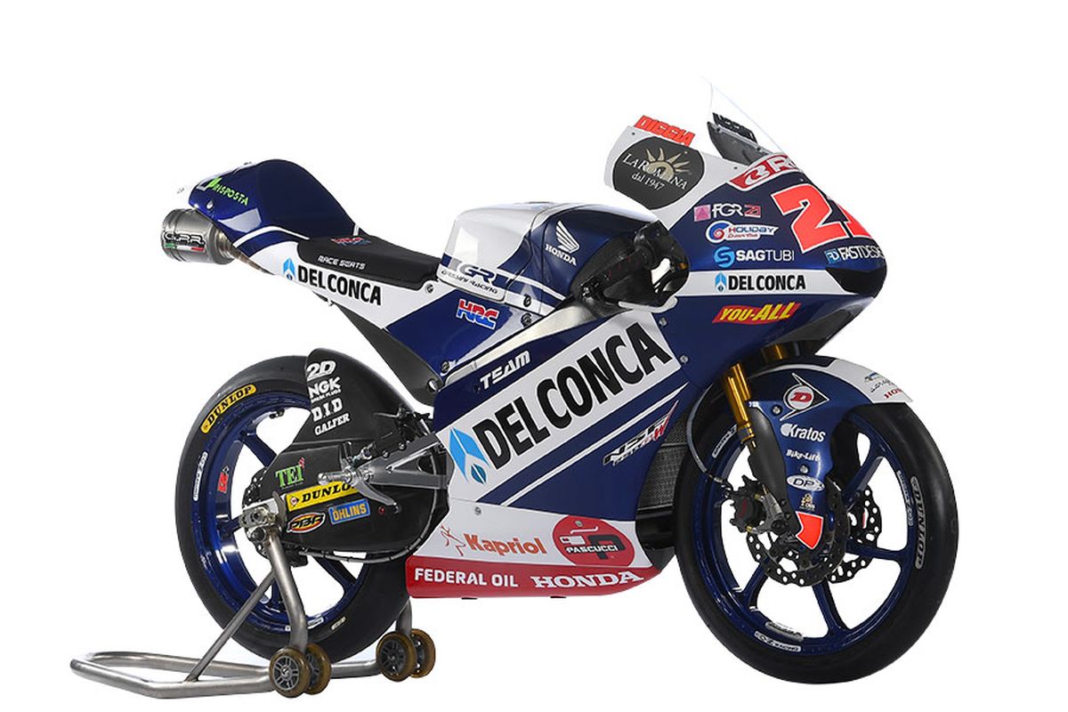 Honda NSF250RW milik Del Conca Gresini Moto3. Federal Oil resmi menjadi sponsor tim itu pada tahun ini.