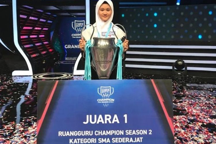 Salah seorang siswa MAN 2 Kota Malang ketika meraih juara pertama pada kompetisi Ruangguru Champion 2020 Sesion II