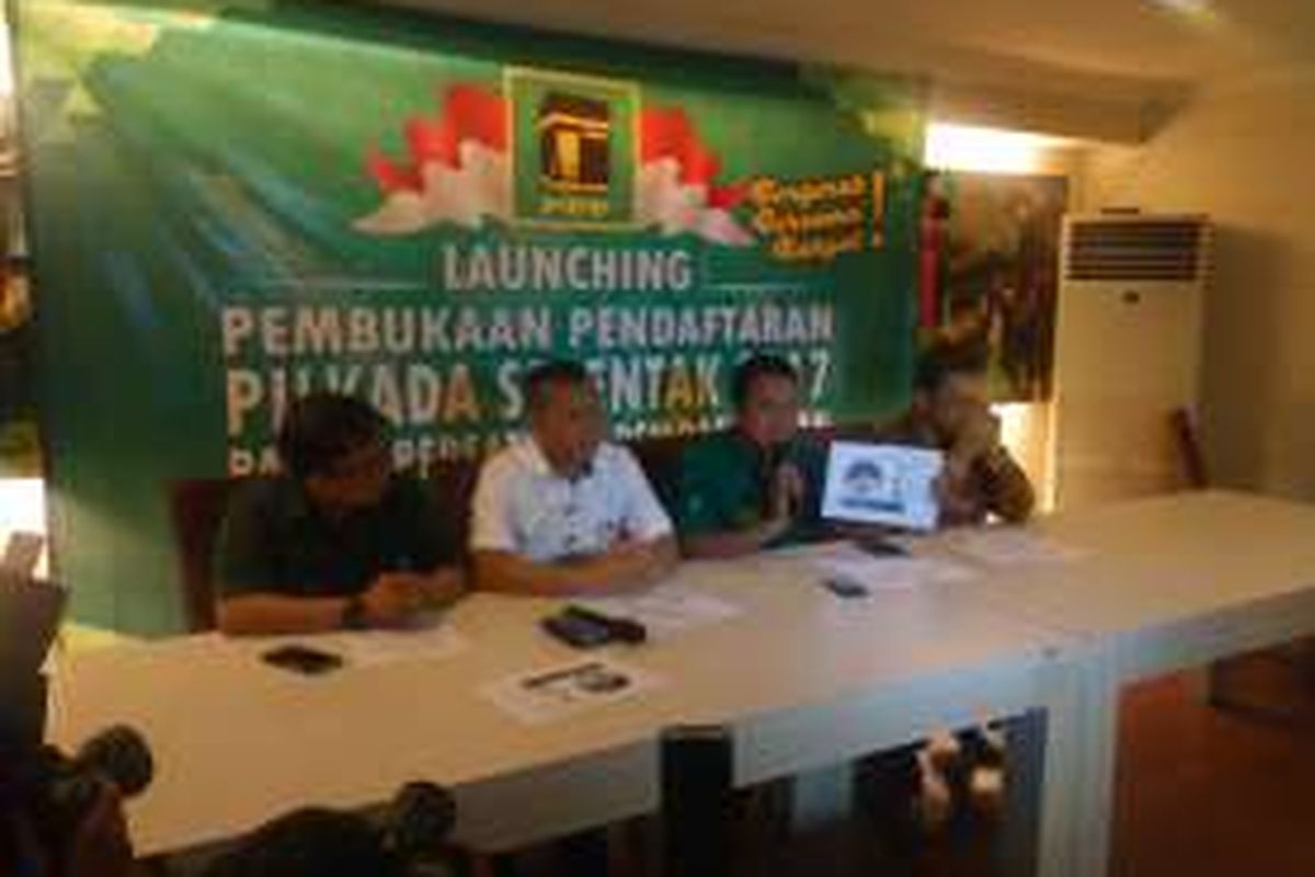 Konferensi pers launching pilkada serentak 2017 Partai Persatuan Pembangunan (PPP) di Restoran Bumbu Desa, Senopati, Jakarta Selatan, Selasa (14/6/2016).