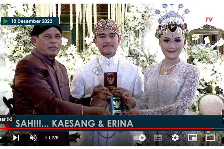 Kaesang dan Erina pamer buku nikah