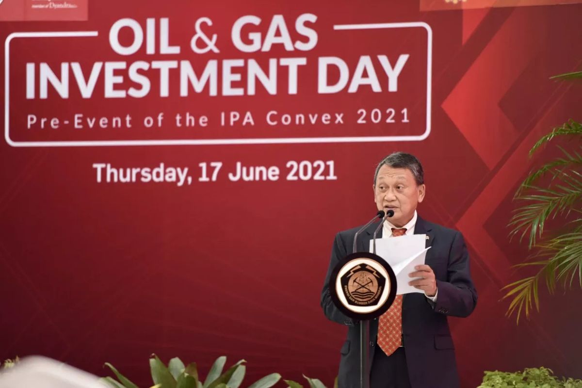 Menteri Energi dan Sumber Daya Mineral (ESDM) Arifin Tasrif dalam acara Oil And Gas Investment Day pada Kamis (17/6/2021).