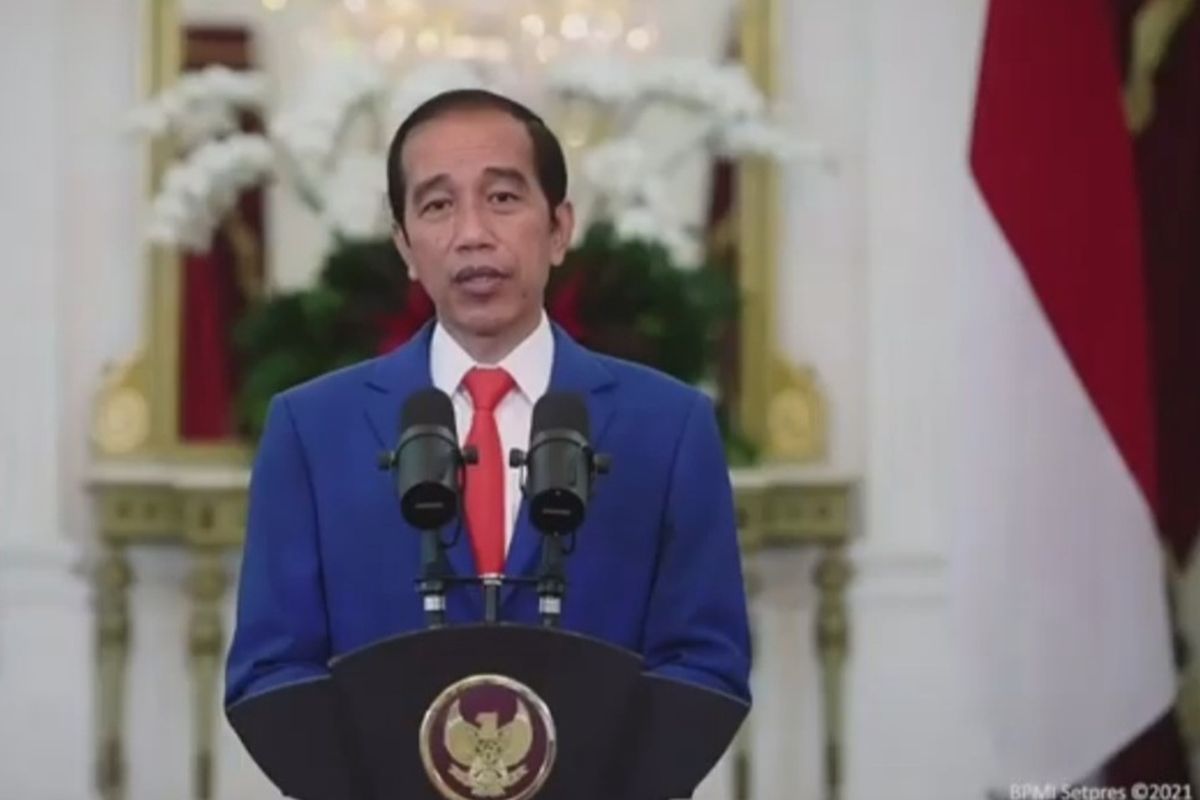 Indonesia's President Joko Widodo speaks during a virtual event. 