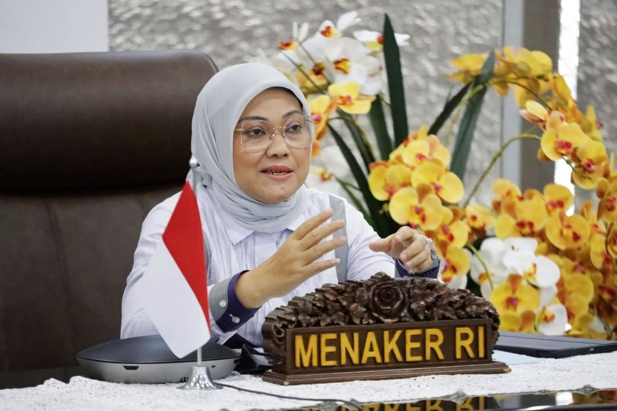 Menteri Ketenagakerjaan (Menaker) Ida Fauziyah menerima audiensi Lembaga Pendidikan dan Pelatihan Mooryati Soedibyo (LPPMS) secara virtual di Jakarta, Selasa (22/6/2021).