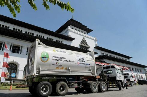 Jabar Terima 85,8 Ton Oksigen Cair dari Sumsel