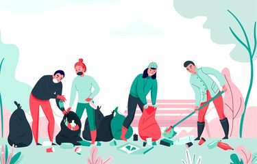 Ilustrasi kerja bakti di sekolah