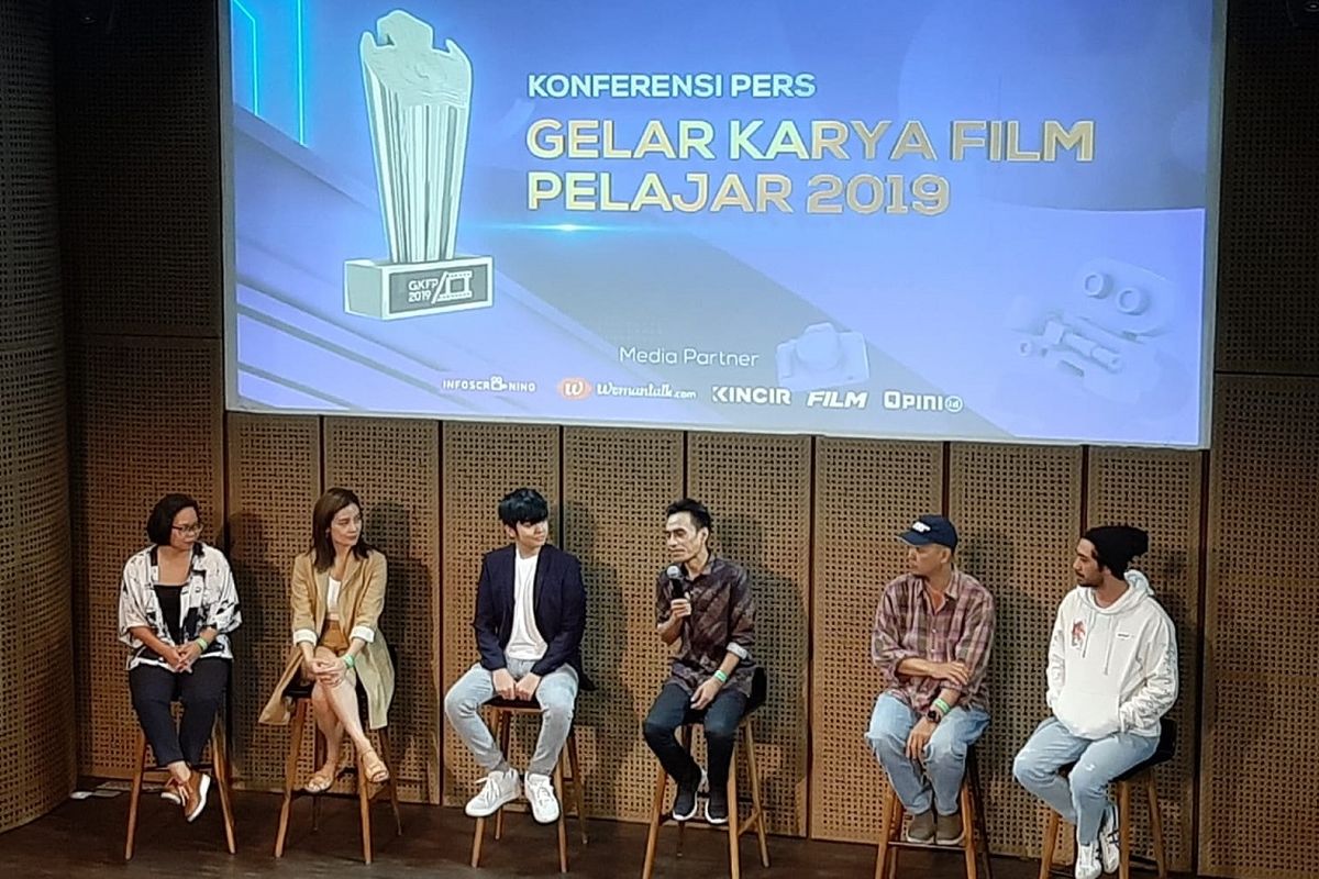 Konferensi pers Gelar Karya Film Pelajar 2019 di Galeri Indonesia Kaya, Jakarta, Selasa (22/10/2019).