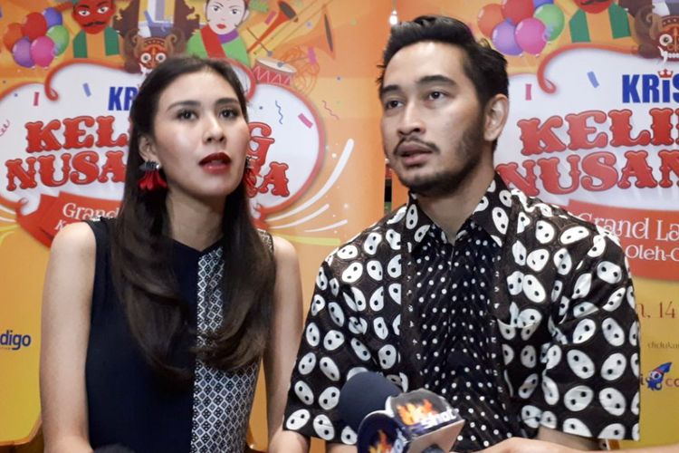 Pasangan selebritas Syahnaz Sadiqah dan Jeje Govinda ditemui dalam sebuah kegiatan di Kota Tua, Jakarta Pusat, Senin (14/5/2018).