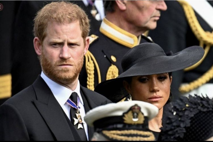 Pangeran Harry dan Meghan Markle menghadiri upacara pemakaman Ratu Elizabeth