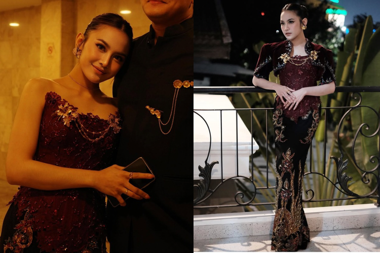 Busana Mahalini di acara ngunduh mantu Al Ghazali dan Alyssa Daguise