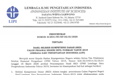 Pengumuman Hasil SKD CPNS LIPI, Ini Informasinya