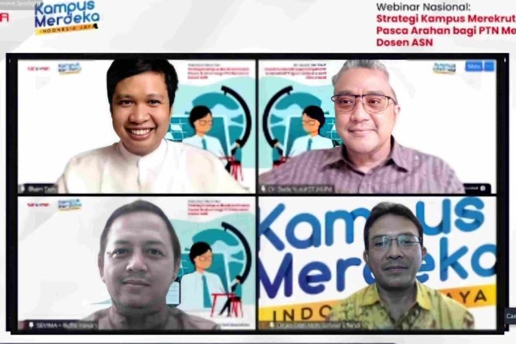 Komunitas Sentra Vidya Utama (Sevima) mengadakan webinar membahas kebijakan tentang kampus negeri yang tidak boleh mengangkat dosen tetap non-Pegawai Negeri Sipil (PNS) baru. 