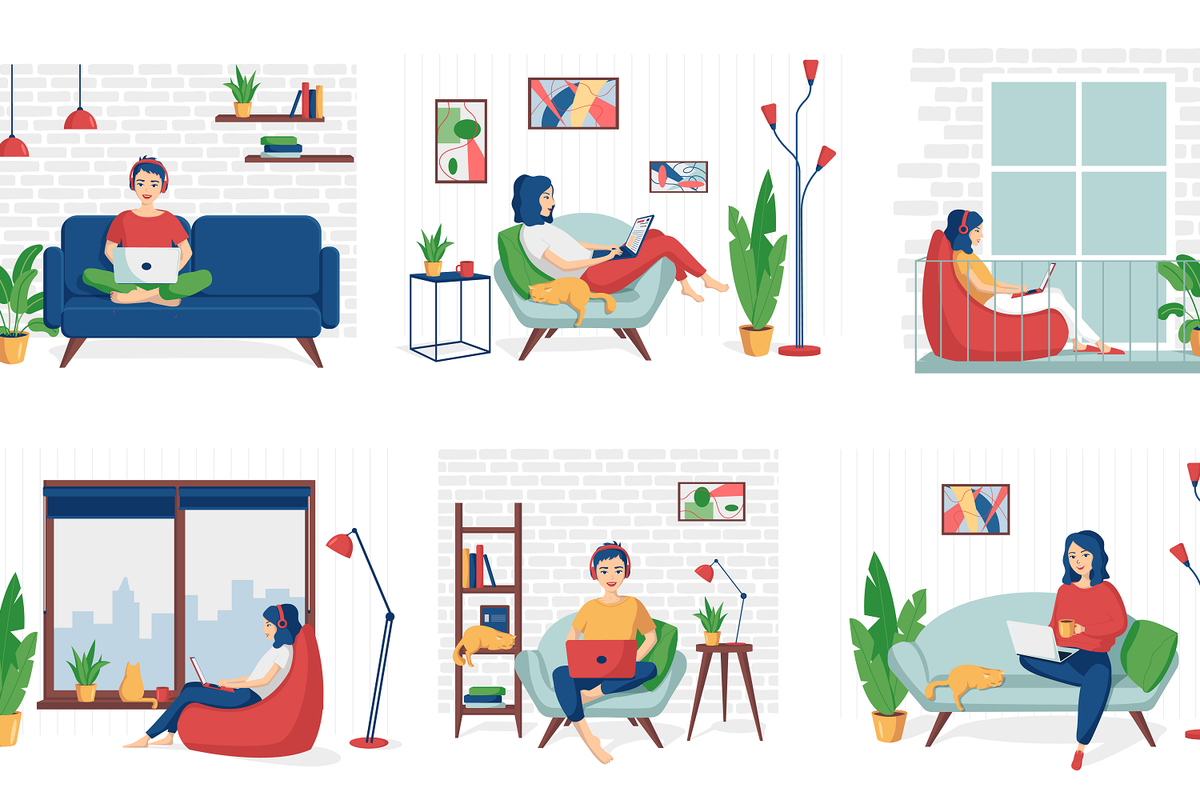Ilustrasi work from home (WFH) atau work from anywhere (WFA).