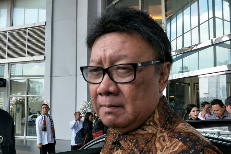Menteri Dalam Negeri RI, Tjahjo Kumolo ketika ditemui di Hotel Ritz Carlton, Jakarta, Senin (7/5/2018).