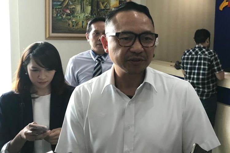 Ari Askhara saat menjabat sebagai Direktur Utama Garuda Indonesia di Kantor KPPU, Jakarta, Senin (1/7/2019).