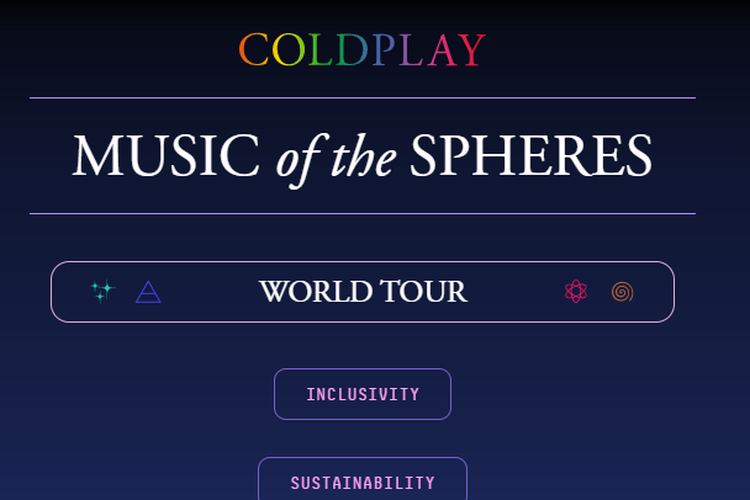Tangkapan layar laman Coldplay.