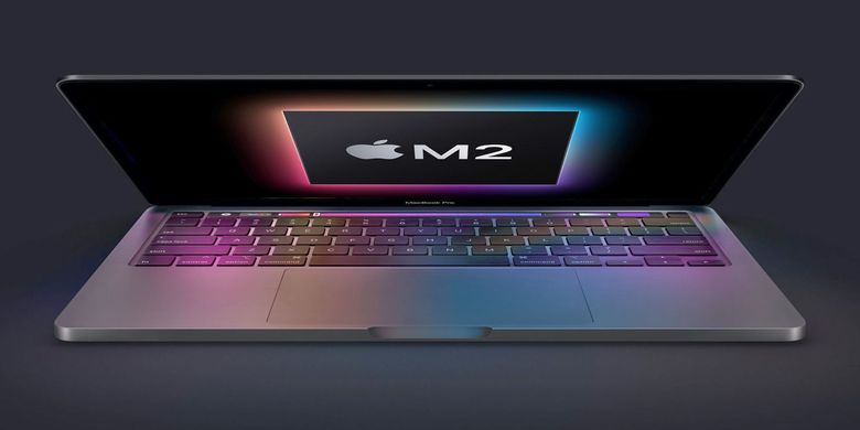 Ilustrasi MacBook Pri 13 inci dengan chip baru Apple, M2.