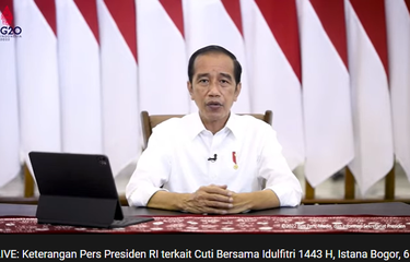 Tangkapan layar LIVE: Keterangan Pers Presiden RI terkait Cuti Bersama Idulfitri 1443 H, Istana Bogor, 6 April 2022.