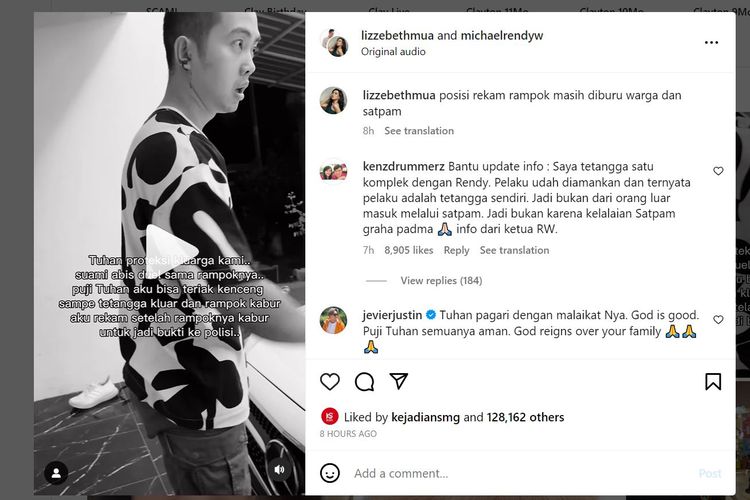 Viral sebuah video yang memperlihatkan seorang selebgram bernama Michael Rendy Wiyono warga Perumahan Graha Padma, Kota Semarang, Jawa Tengah dibobol maling.