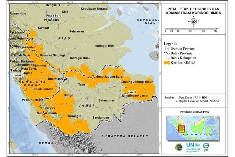 Peta Koridor Ekosistem RIMBA. 