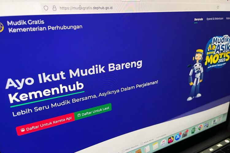 Website mudikgratis.dephub.go.id buat daftar angkut motor gratis pakai kereta atau Motis 2023 dari Kemenhub