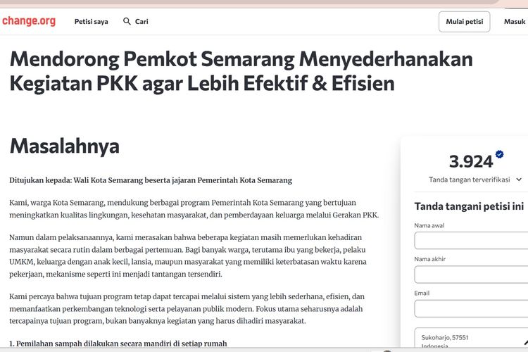 Petisi Kegiatan PKK di Semarang dan Keluhan Para Kadernya...