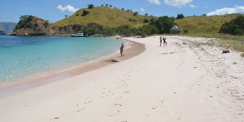 Keindahan Pink Beach di Manggarai Barat di dalam kawasan Taman Nasional Komodo, Flores, NTT, Rabu (10/5/2017). Pantai berpasir merah muda merupakan salah satu obyek wisata unggulan di kawasan itu. 