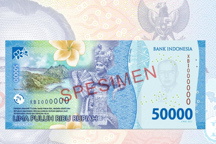 Gambar uang kertas baru emisi 2022 Rp 50.000 bagian belakang.