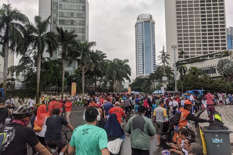 CFD Bundaran HI Pasca hujan deras di Jakarta, Minggu (23/2/2020)