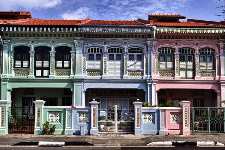 Shophouse bergaya art deco di Chinatown, Singapura 