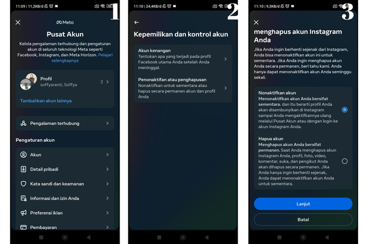 Ilustrasi cara menonaktifkan akun Instagram sementara