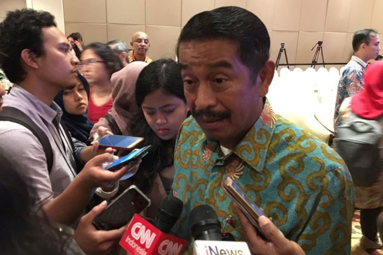 President and CEO Lion Air Group Edward Sirait saat menghadiri penandatanganan kesepakatan pembelian 50 unit pesawat Boeing 737 MAX 10 di Grand Hyatt, Jakarta Pusat, Selasa (10/4/2018).