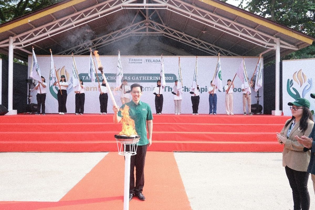 CEO Tanoto Foundation, Benny Lee, saat seremoni pembukaan Tanoto Scholars Gathering 2025 di Komplek RAPP, Pangkalan Kerinci, Riau, Jumat (25/7/2025). 