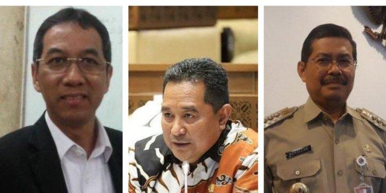 Kolase Foto Heru Budi Hartono, Bahtiar dan Marullah Matali. Ketua DPRD DKI Jakarta Prasetyo Edi Marsudi puas dengan tiga nama pengganti Anies Baswedan. Ini alasan politisi PDI Perjuangan itu, Selasa (13/9/2022). 